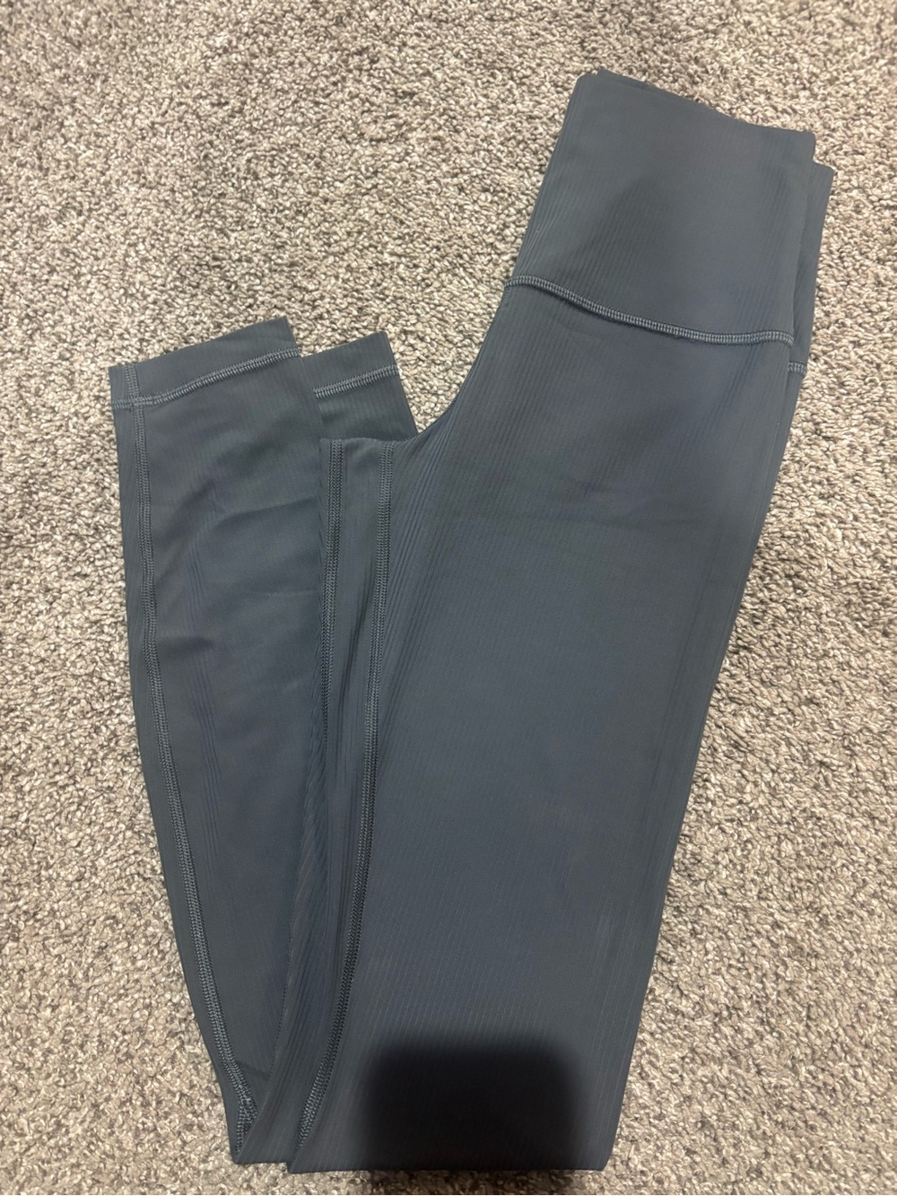 lululemon athletica Women's Charcoal Gray/blue ribbed High-Rise Leggings